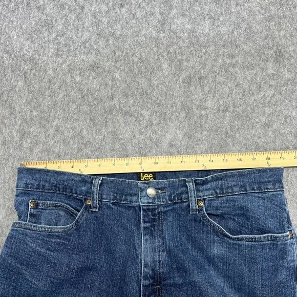 Lee Jeans Mens 38x30 Blue Straight Stretch Denim Medium Wash Pants FITS38x29 - Picture 10 of 15